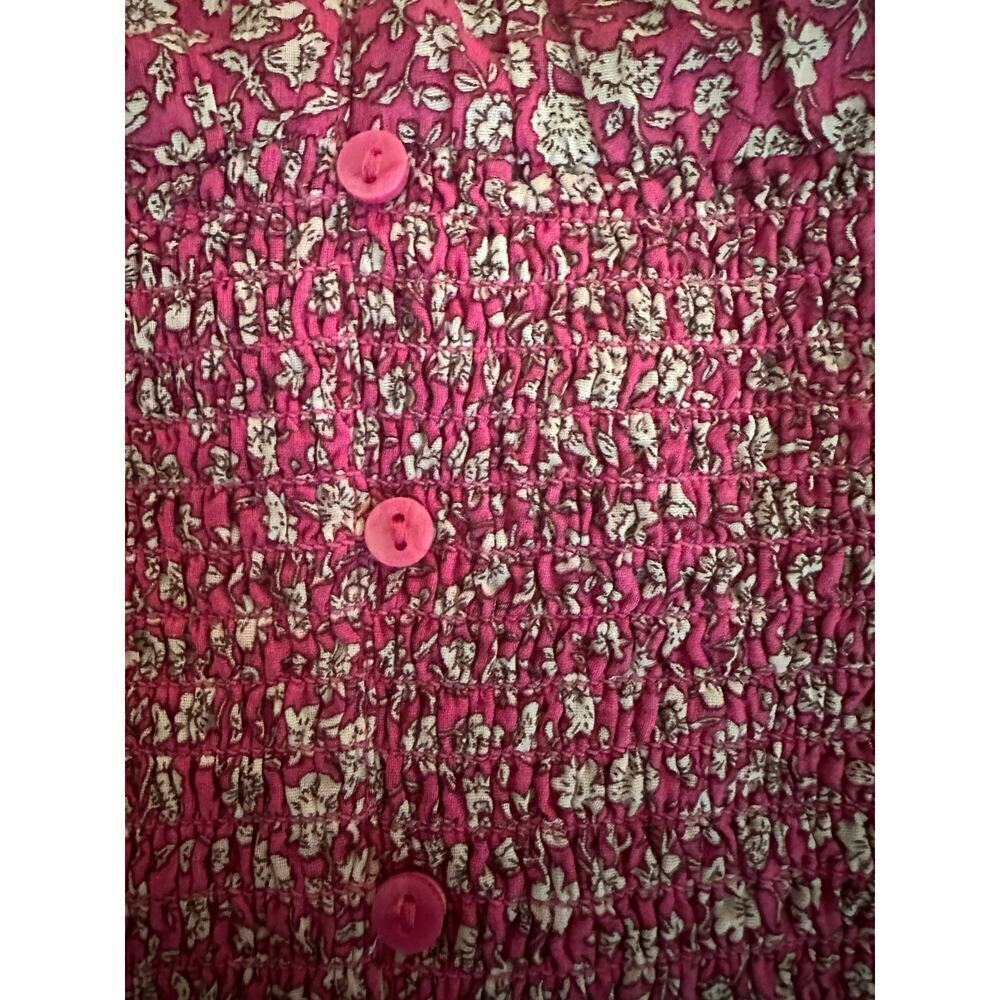 American Eagle Outfitters pink floral smocked boho top‎ NWT XL milkmaid Cottage - Picture 7 of 10